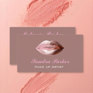 Unieke Roze Gouden Lippen Make-up Artiest Visitekaartje