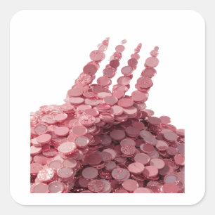 Unieke Roze HAND VAN GELD Vinyl Stijl Vierkante Sticker