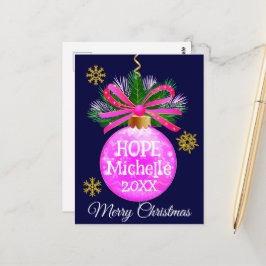 Unieke Roze Lint Bauble Briefkaart