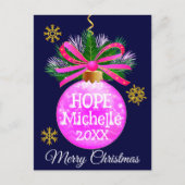 Unieke Roze Lint Bauble Briefkaart (Voorkant)