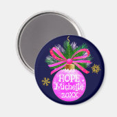 Unieke Roze Lint Bauble Magneet (Voorkant / Achterkant)