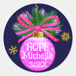 Unieke Roze Lint Bauble Ronde Sticker
