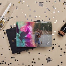 unieke roze roze roze roze fotobruiloft kaart