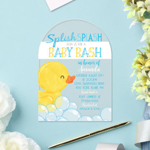 Unieke Rubber Eendje Baby Shower Acryl Uitnodiging Uitnodigingen