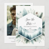 Unieke rustieke berg bruiloft save the date (Voorkant / Achterkant)