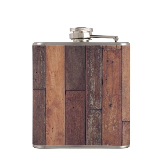 Unieke rustieke houten monogram boerderij heupfles (Achterkant)