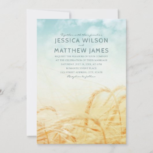 Unieke Rustieke Tarwe  Country Summer Wedding Kaart (Voorkant)