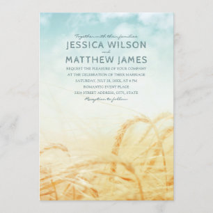 Unieke Rustieke Tarwe Country Summer Wedding Kaart