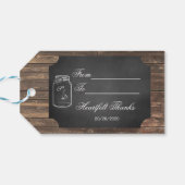 Unieke Rustische Mason Jar Chalkboard Weddenschap Cadeaulabel (Achterkant Horizontaal)