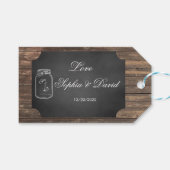 Unieke Rustische Mason Jar Chalkboard Weddenschap Cadeaulabel (Voorkant (Horizontaal))