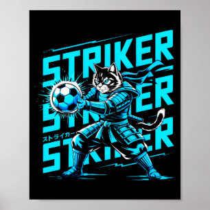 Unieke Samurai Kat Voor Voetbalfans Kat Liefhebber Poster