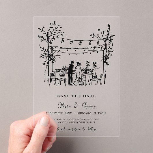 Unieke Save the Date-hand geschetst Acryl Uitnodigingen (Insitu (Draagbaar))
