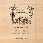 Unieke Save the Date-hand geschetst Acryl Uitnodigingen (Voorkant)