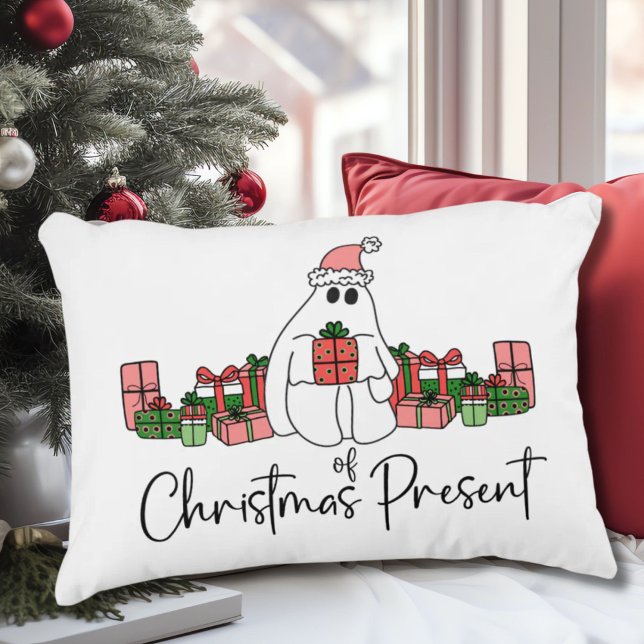 Unieke Schattigee Funny Christmas Accent Kussen (Cute Simple Modern Funny Ghost Of Christmas Accent Pillow)