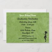 Unieke Silhouette Meisje Bloem Afstuderen Uitnodig Kaart (Achterkant)