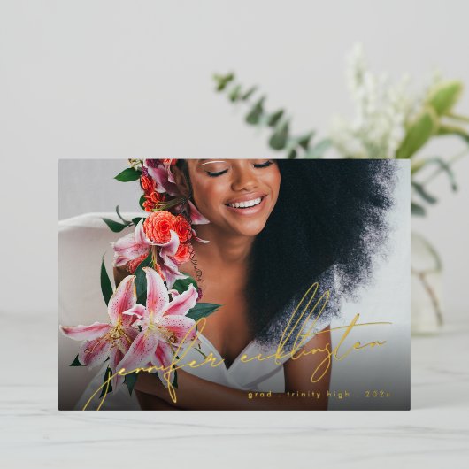 Unieke Sjabloon Foto Echt Goud Afstuderen (Staand Voorkant)