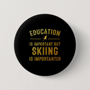 Unieke ski kunst voor mannen vrouwen Kinder skiër  Ronde Button 5,7 Cm