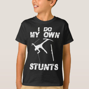 Unieke skikunst voor mannen vrouwen kinderen skiër t-shirt