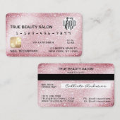 Unieke Sparkly Pink Glitter Credit Kaart Logo Visitekaartje (Voorkant / Achterkant)