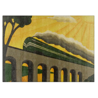 Unieke stijlvolle deco-treintplaat voor kunstschil snijplank