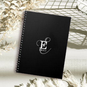 Unieke Stijlvolle Naam en Monogram Typografie Zwar Notitieboek