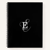 Unieke Stijlvolle Naam en Monogram Typografie Zwar Notitieboek (Voorkant)
