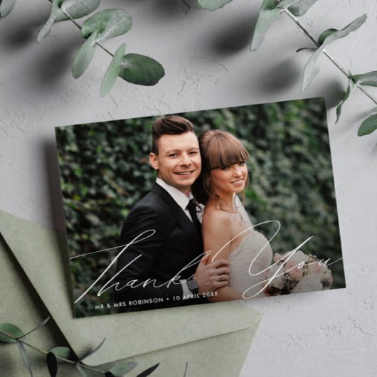 unieke stijlvolle script thank you kaart