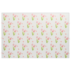 Unieke stof Retro roze tulpbloem