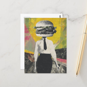 Unieke Surrealistische Cheeseburger Vrouw Briefkaart