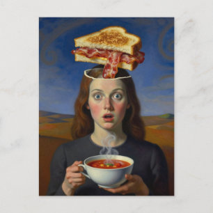 Unieke Surrealistische Gegrilde Kaas en Soep Briefkaart