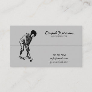 Unieke Swing Golfer Grijs Golf Instructor Visitekaartje