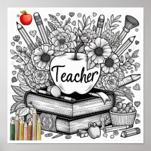 Unieke Teacher Gift Kleurplaat Poster Printable