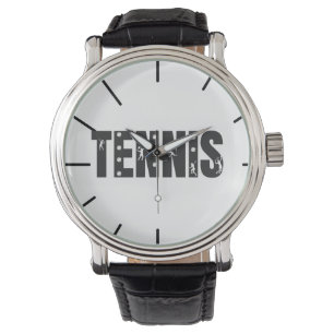Unieke Tennis Typografie met spelers Silhouetten Horloge