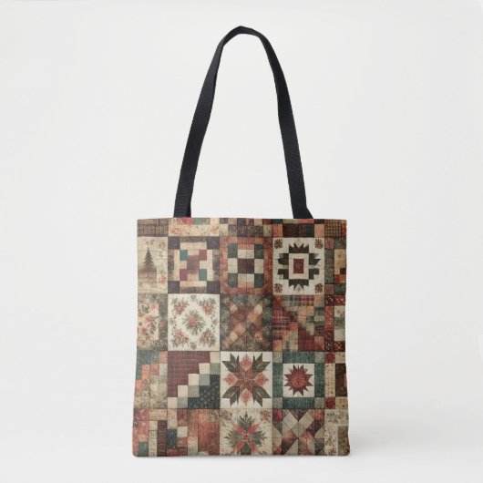 Unieke Terracotta Quilt & Patchwork Rustieke Retro Draagtas (Voorkant)