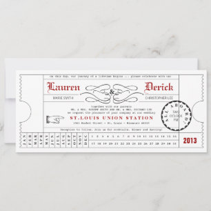 Unieke Ticket Punch Card Tea Length Uitnodiging