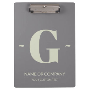 Unieke Titanium Grey Ecru Trendy Sjabloon Monogram Klembord