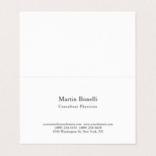 Unieke Trend Minimalist Consultant Artsenlinnen Visitekaartjes (Buitenkant ongevouwen)