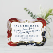 Unieke, trendy USA vlag Wedding Save the Date (Staand voorkant)