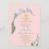 Unieke Tropische Witte Orchidee Gouden Eerste Heil Kaart (Voorkant / Achterkant)