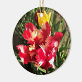 Unieke Tulp met rood en wit Keramisch Ornament (Links)