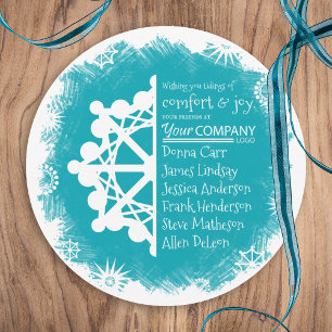 Unieke turquoise, rode, witte zakelijke kerstkaart