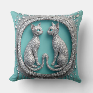 Unieke Tweeling Kristallen Kat Ornament Sieraden B Kussen