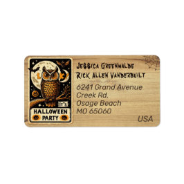 Unieke Uil Halloween thema artsy custom adres Etiket