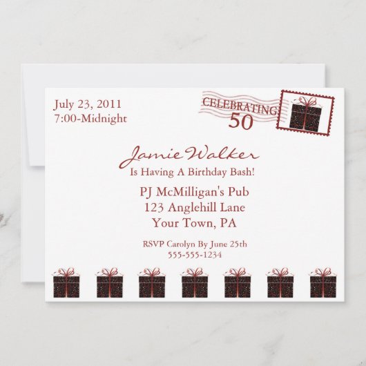 Unieke uitnodiging voor een 50e verjaardag van de  (Voorkant)
