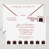 Unieke uitnodiging voor een 50e verjaardag van de  (Voorkant / Achterkant)