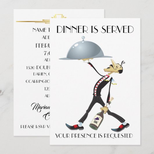 Unieke uitnodiging voor het eten/verzamelen van ge (Voorkant / Achterkant)