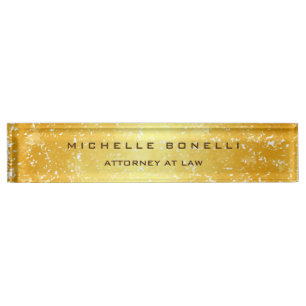 Unieke, unieke Gold Color Background Lawyer Naambordje