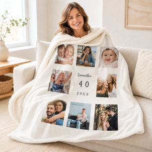 Unieke verjaardag fotocollage sherpa deken