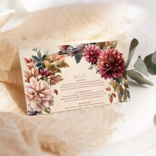 Unieke Victoriaans Royal Floral bruiloft Informatiekaartje