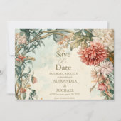 Unieke Victoriaans Royal Floral bruiloft Save The Date (Voorkant)